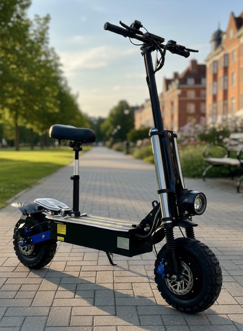 ويندهورس سكوتر H3 الكهربائي القوي، محرك مزدوج 3000 واط، بطارية 60V 40Ah، سرعة قصوى 85 كم/س، مدى 120 كم، إطارات 13 إنش، فرامل هيدروليك، تعليق مزدوج، هيكل فولاذي، إضاءة RGB كاملة - Image 5